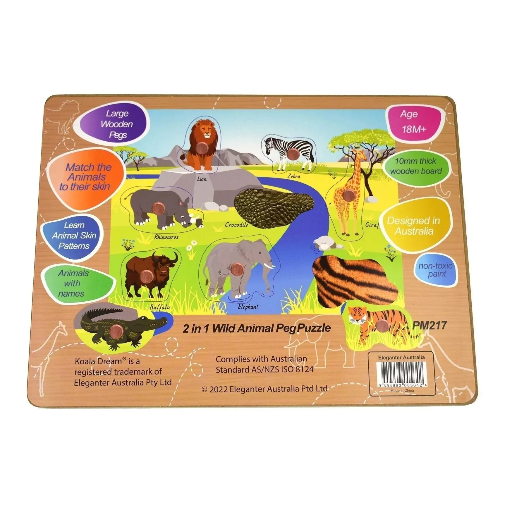 2 in 1 Peg Puzzle - Wild Animals