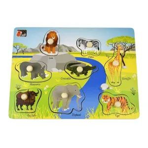 2 in 1 Peg Puzzle - Wild Animals