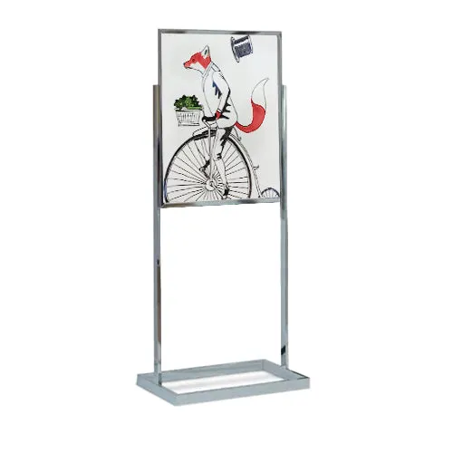 24 x 36 Dry Erase White Board Double Pedestal Message Board with Open Face, Double-Sided, Silver Chrome Aluminum Stand