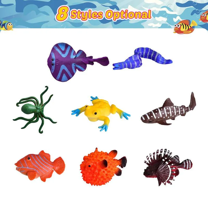 24PCS Kids Valentine'S Color-Changing Sea Animal Toys with Greeting Cards for Valentine Classroom Exchange