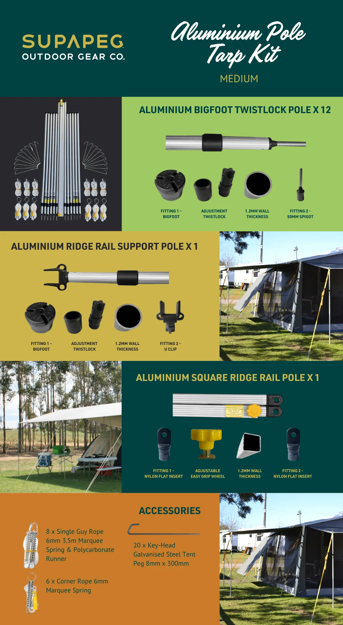 Aluminium Pole Tarp Kits