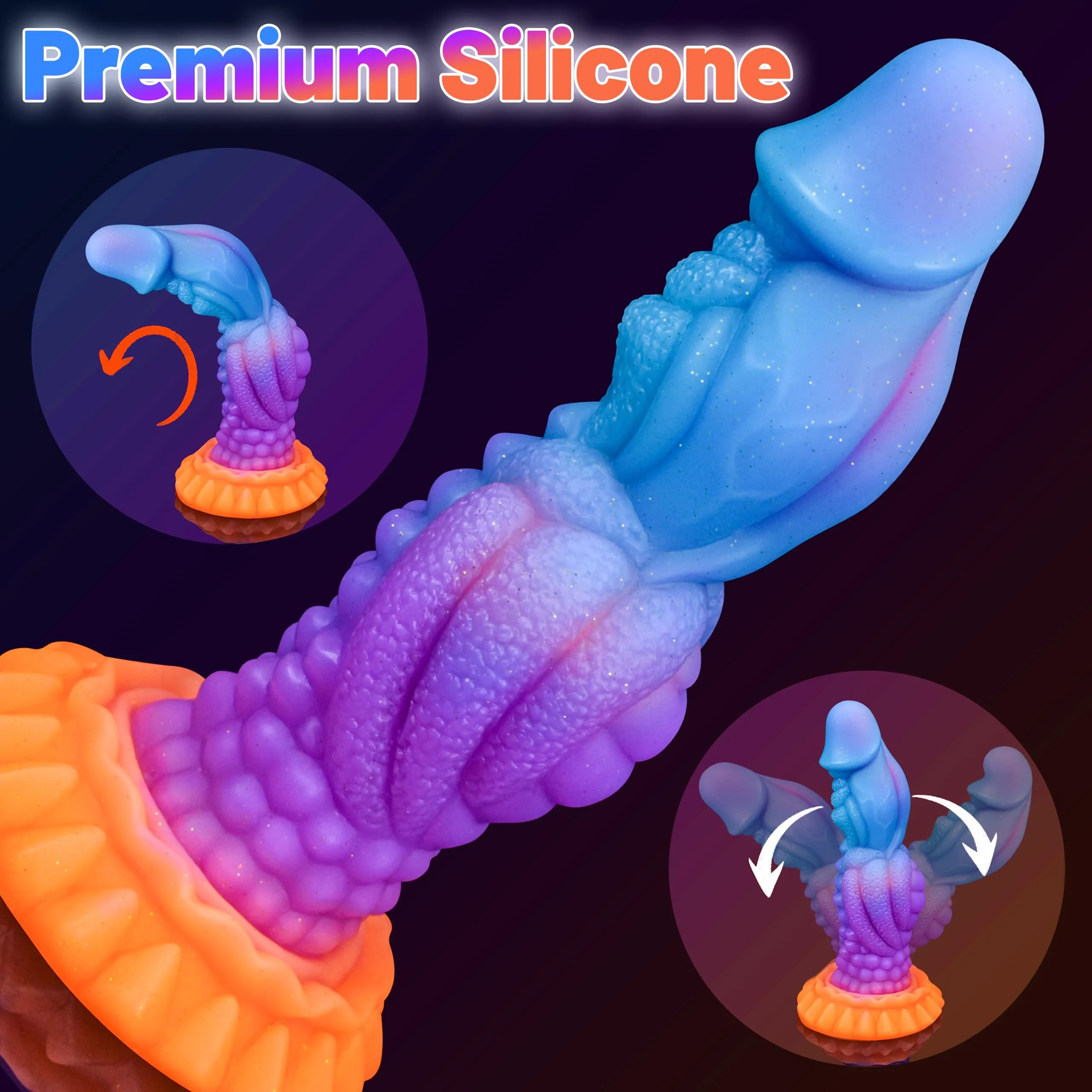 Amanda 8.2" Monster Dildo Luminous Dragon Dildo With Super Strong Suction Cup - Laphwing