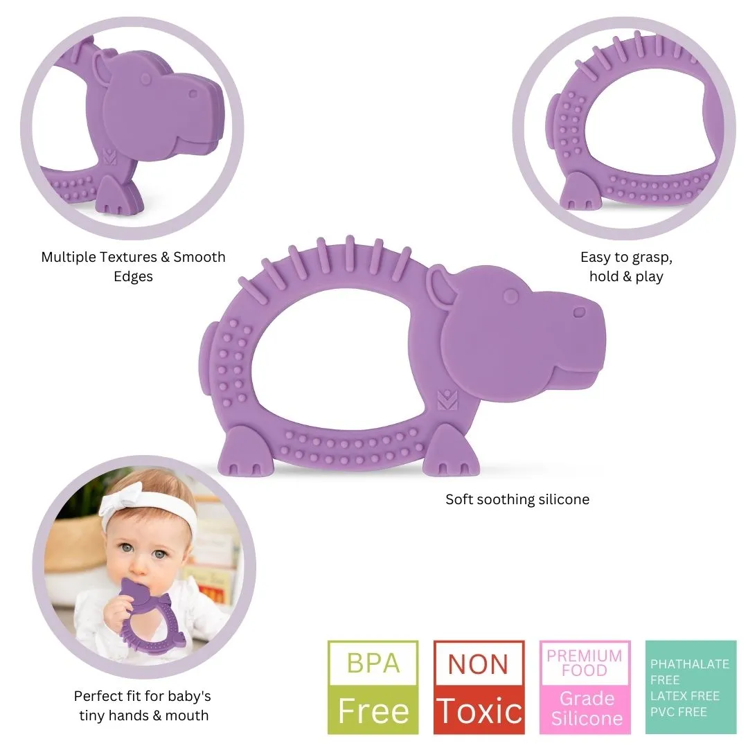 Baby Moo Hippo Soothing Silicon Teether BPA And Toxin Free - Purple