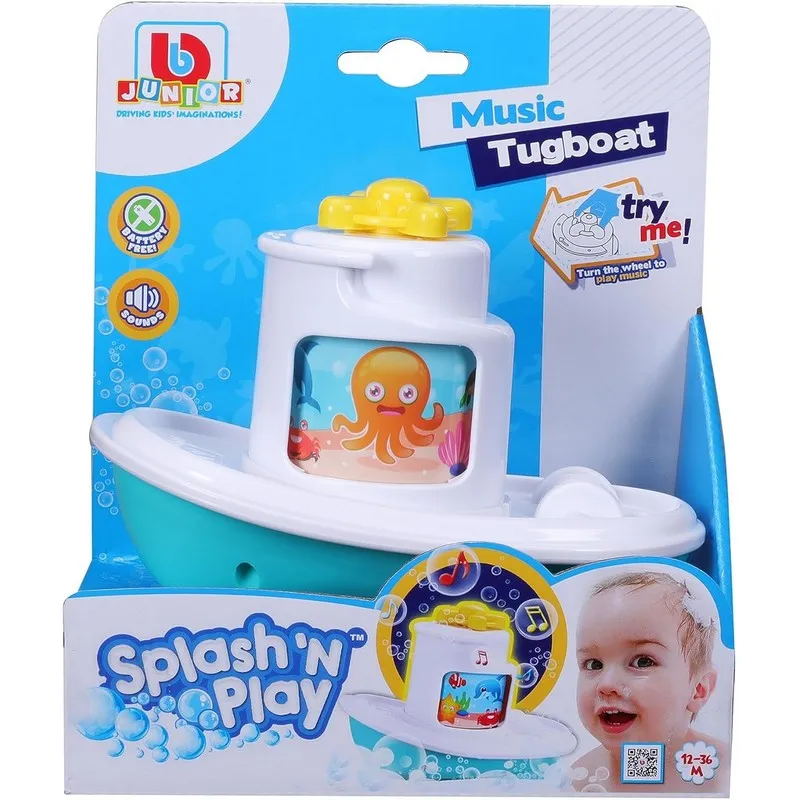 BB Junior Splash N Play Music Tugboat Toy With Sound Effect