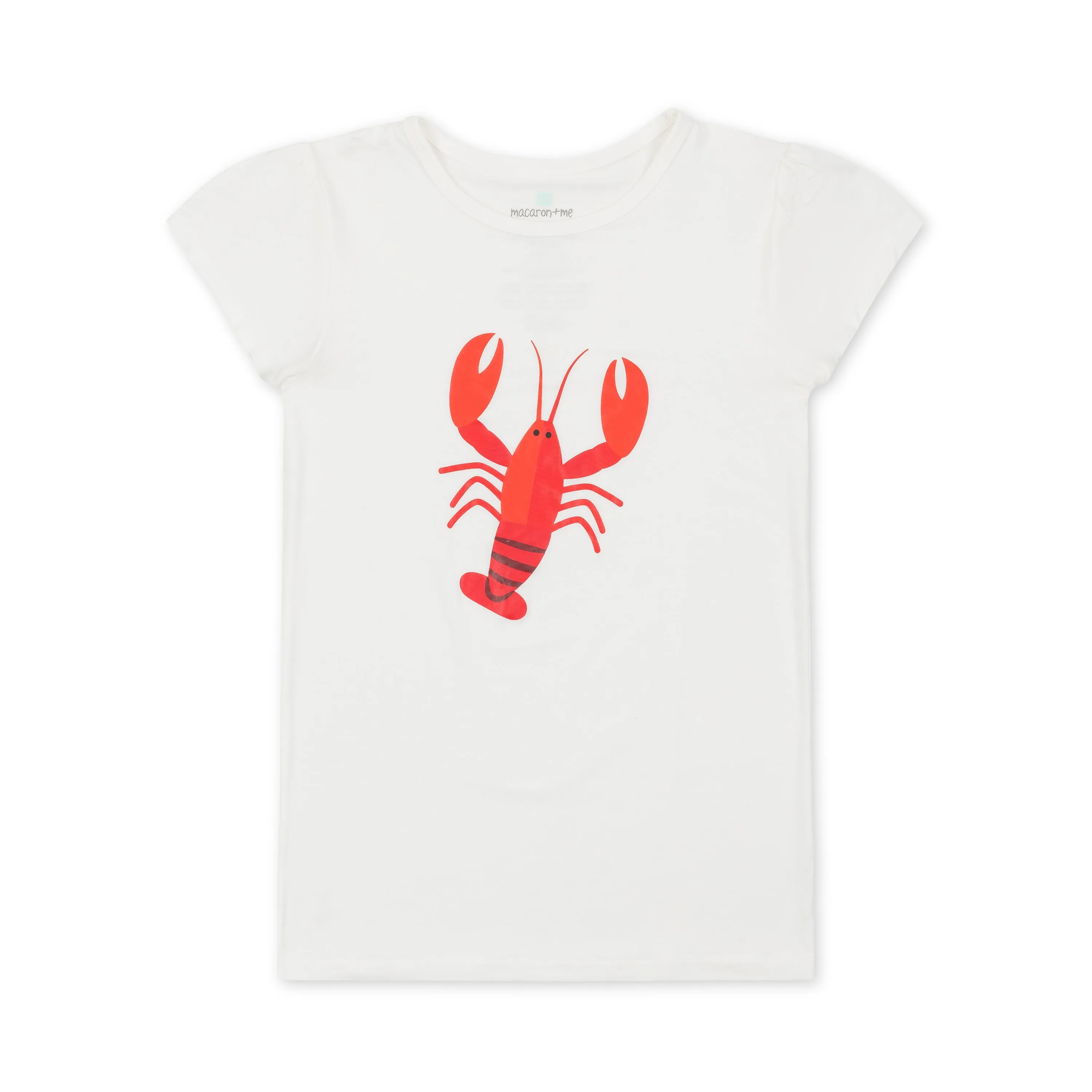 Cap Sleeve Tee - White with Lobster/Crawfish Screen