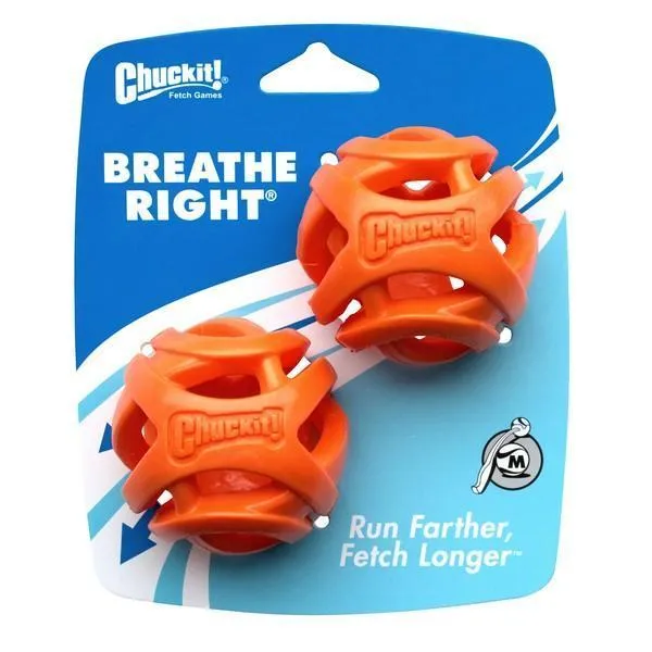 Chuckit Breathe Right Fetch Ball Medium Dog Toy 2 Pack^^^