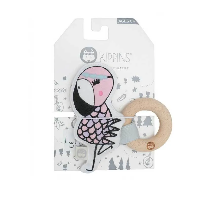 Coco Flamingo Organic Cotton Teething Rattle