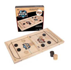 Crazy Games AST Sling Puck Game Fast Sling Puck Table Game Super Winner Board Game Wooden Paced Football Slingshot Game Table Top Hockey Game Toys for Adults & Kids 14"