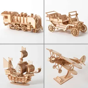 Creative 3D Wooden Transportation Puzzle Kit - Inspiring Learning Through Play