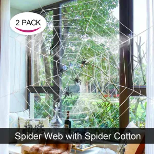 CYNDIE 2Pack Halloween Party Decorations Giant Spider Webs Set