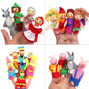 Engaging Plush Finger Puppets Set: Three Pigs, Mermaid & Princess