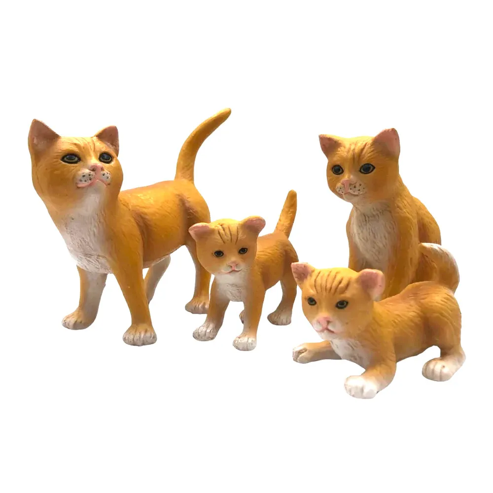 Green Rubber Toys Cat Family - 4 Pack