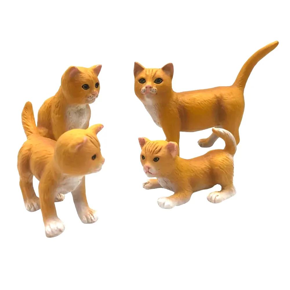 Green Rubber Toys Cat Family - 4 Pack