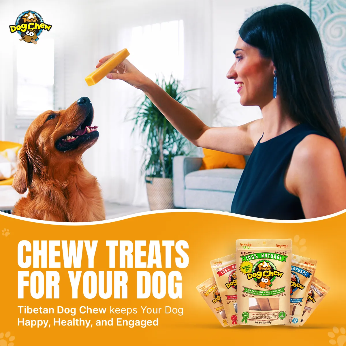 Natural and Long lasting Large 5 sticks Yak Chews for dogs