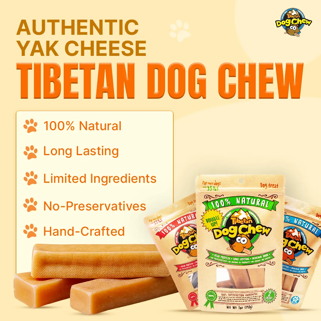 Natural and Long lasting Large 5 sticks Yak Chews for dogs