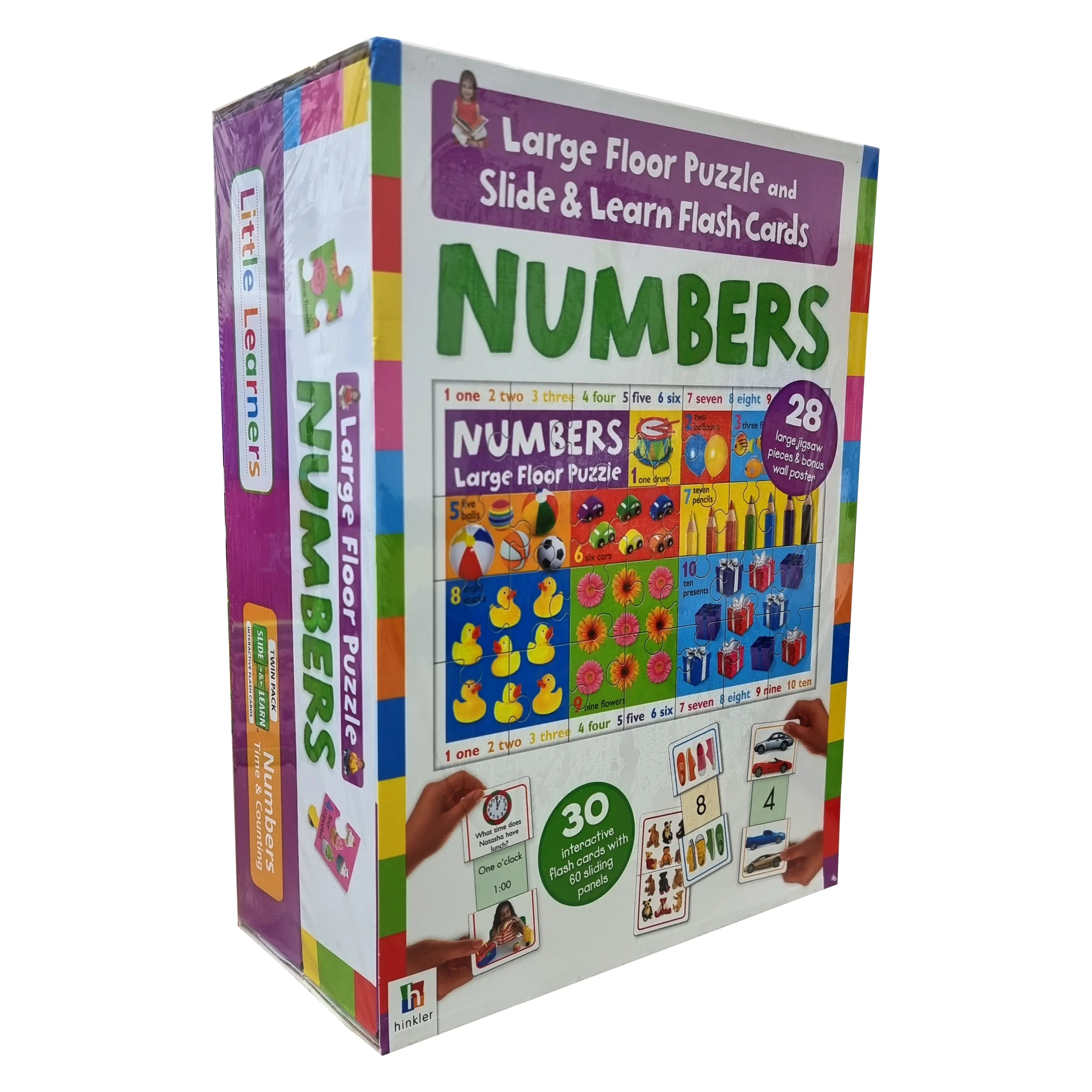 Numbers Large Floor Puzzle and Slide & Learn Flash Cards - Ages 3 