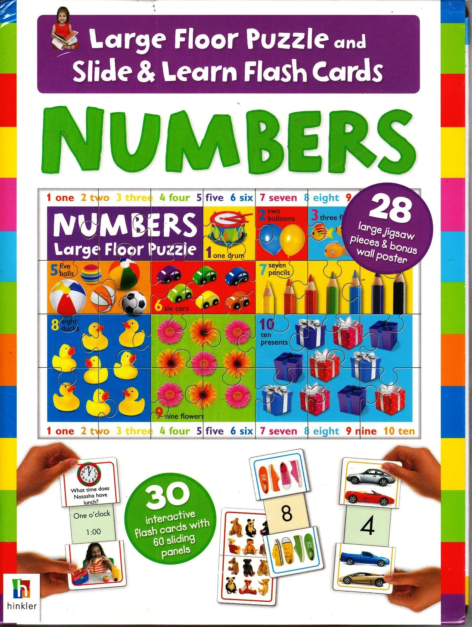 Numbers Large Floor Puzzle and Slide & Learn Flash Cards - Ages 3 