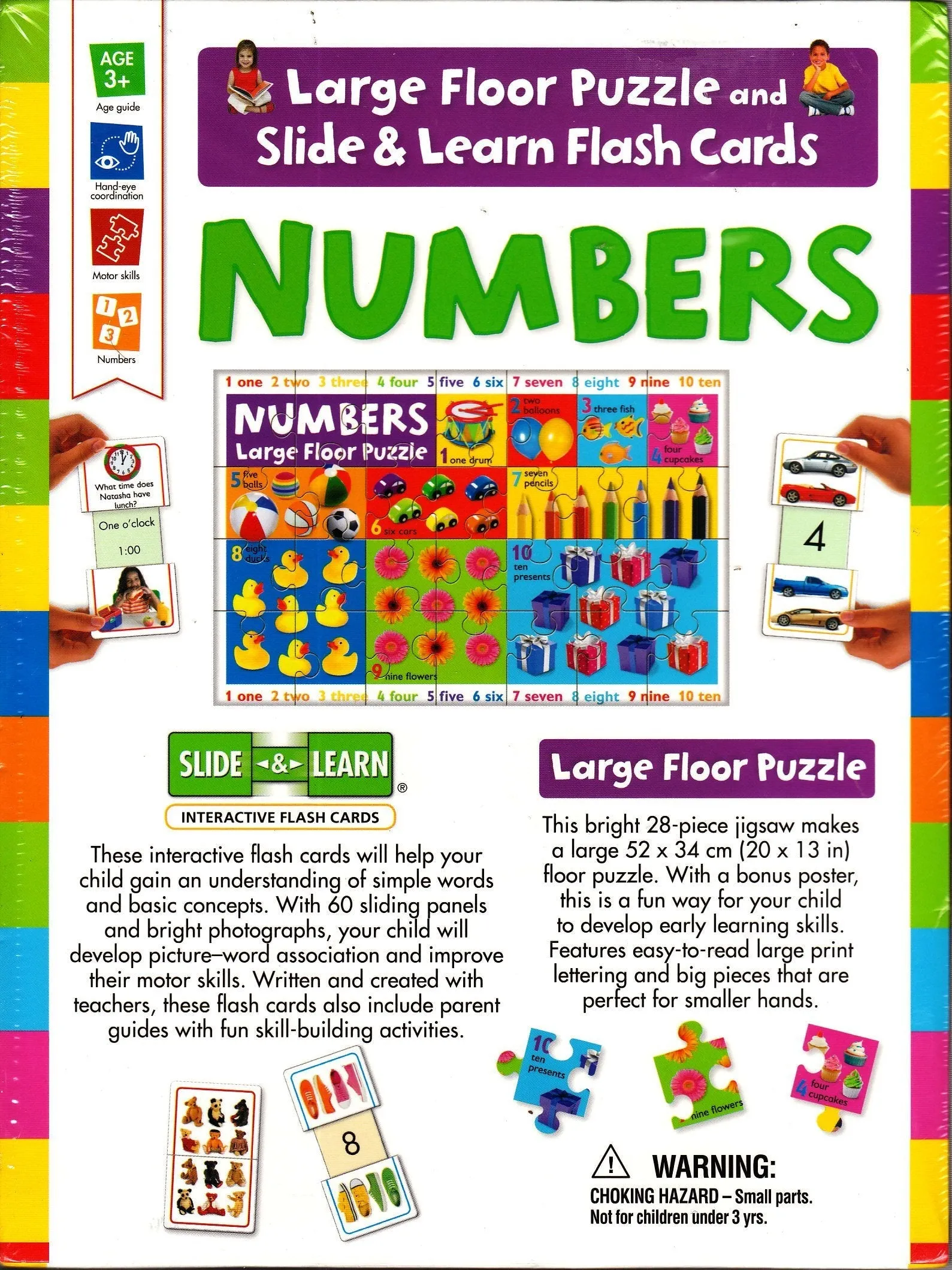 Numbers Large Floor Puzzle and Slide & Learn Flash Cards - Ages 3 