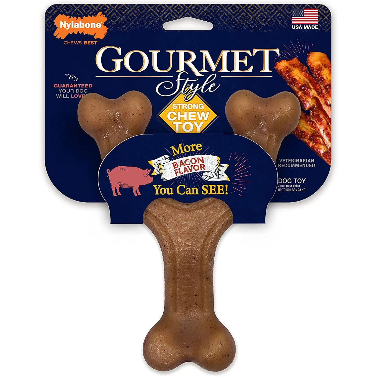 Nylabone Gourmet Strong Chew Wishbone Bacon