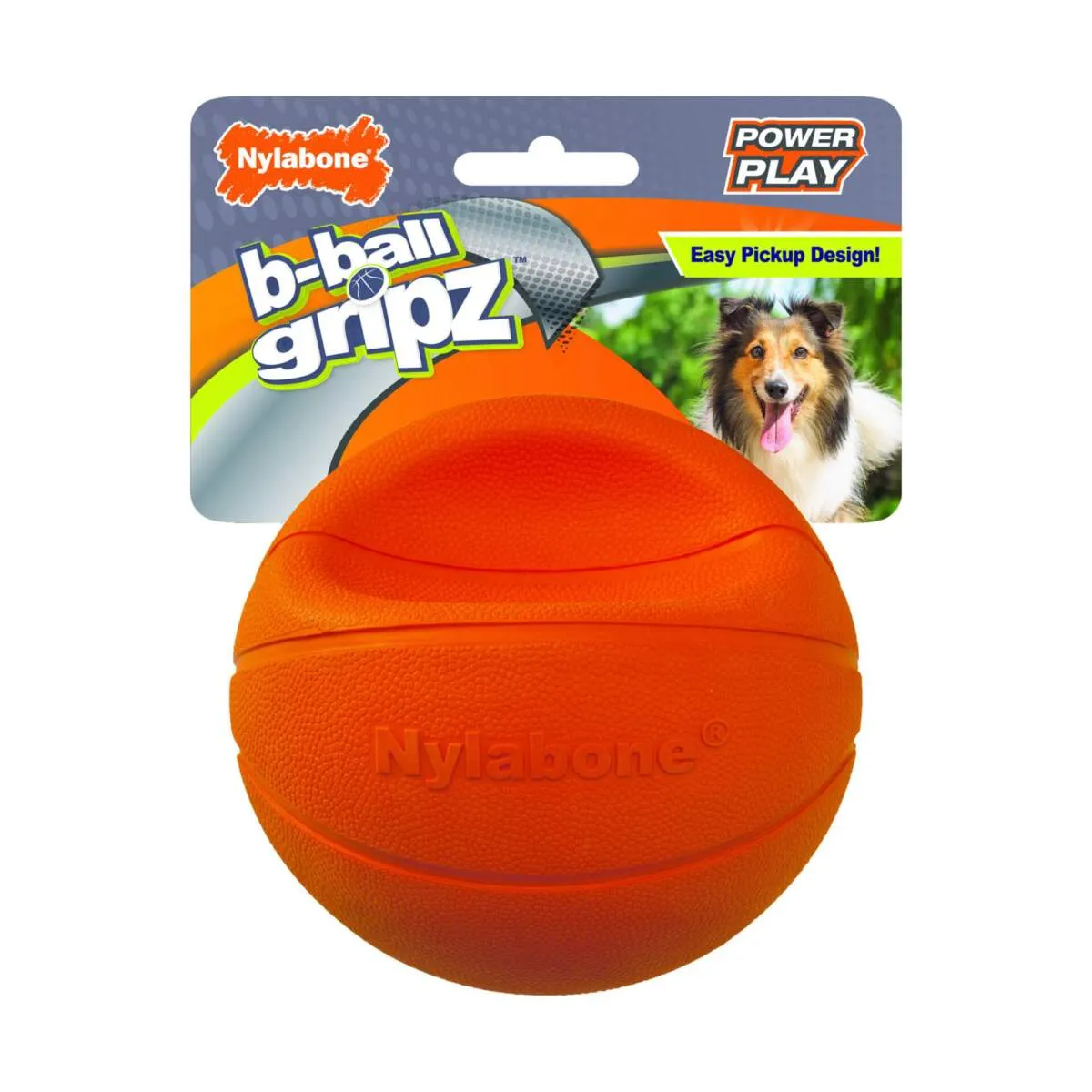 Nylabone Power Play Basketball B-Ball Gripz Dog Toy