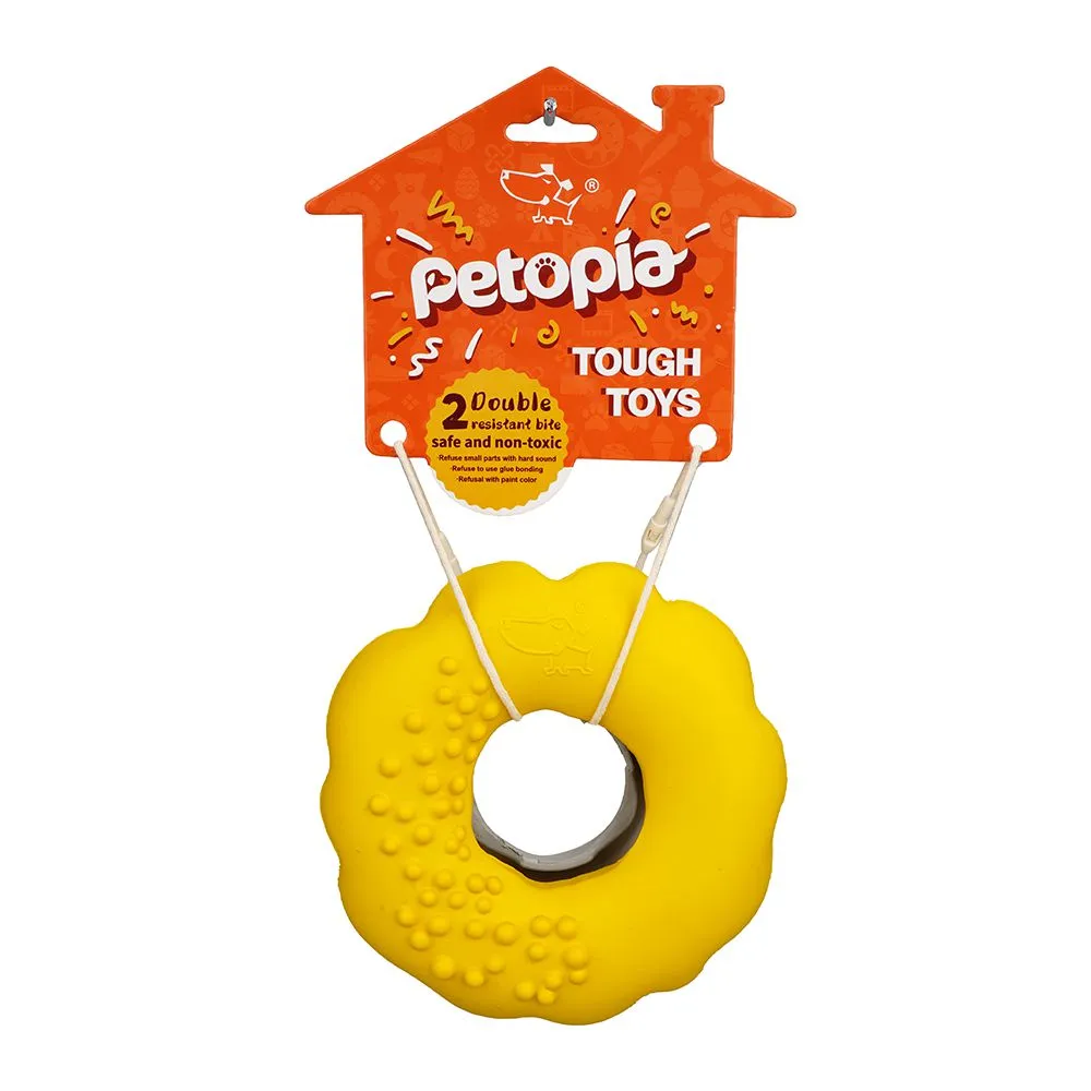 Petopia Tough Mochi Donut Rubber Dog Toy Assorted Colours