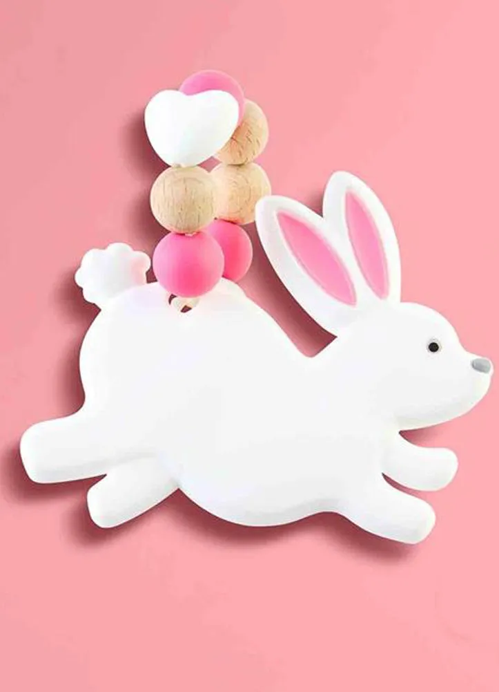 Pink Bunny Teether by Mud Pie