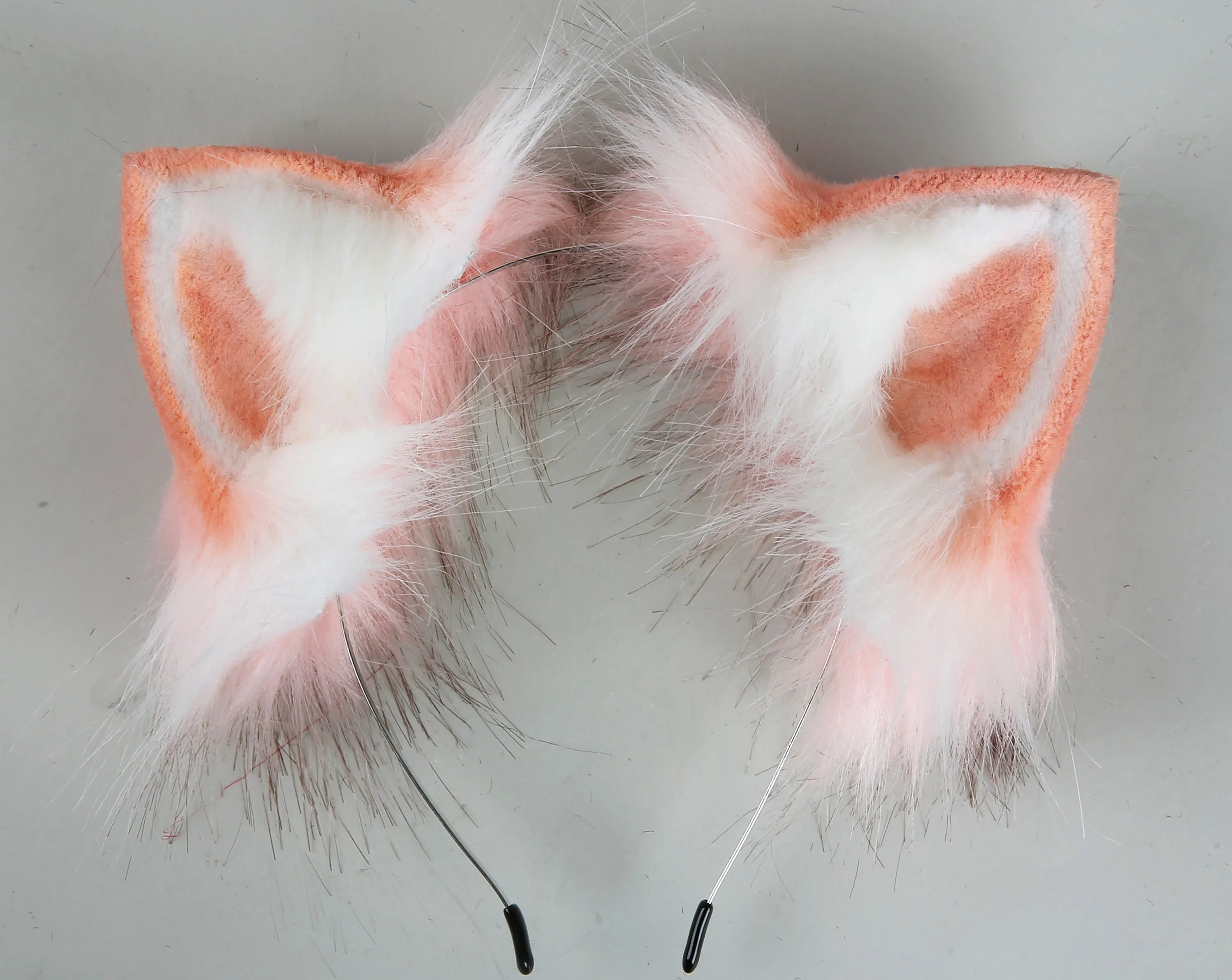 pink white tug tail plug and ear set fluffy fox tail butt plug and ear set wolf tail buttplug sex toy bdsm cat tail bondage petplay