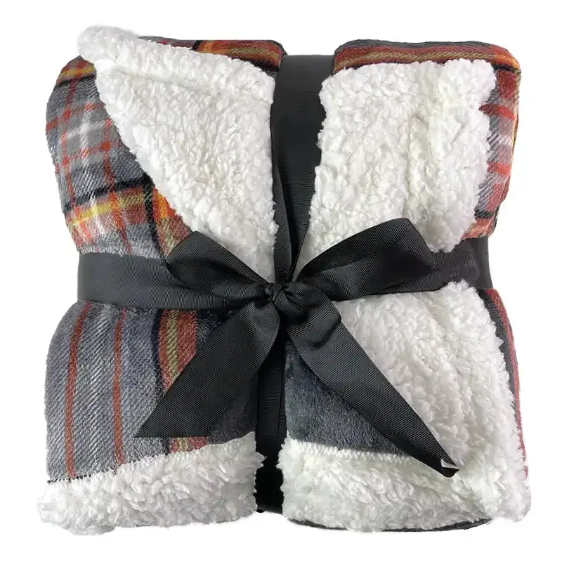 Plaid Plush Throw Blanket