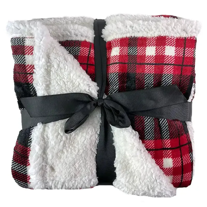 Plaid Plush Throw Blanket