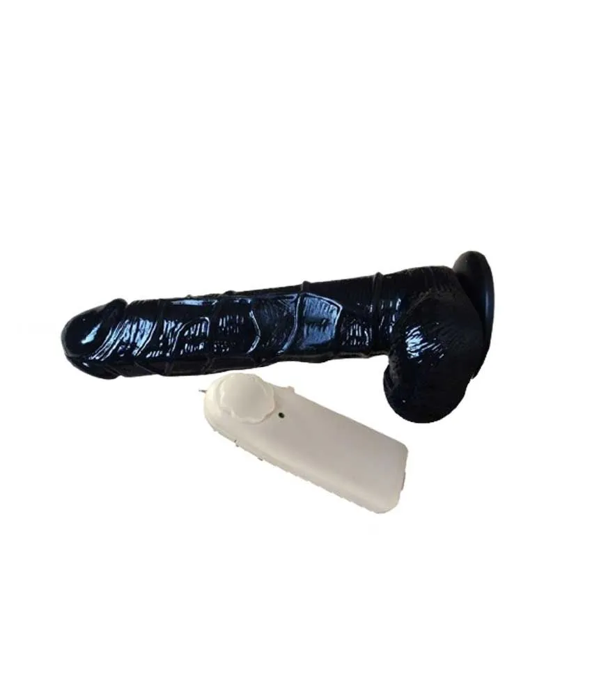 Realistic Vibrating Black Dildo With Strong Suction Cup