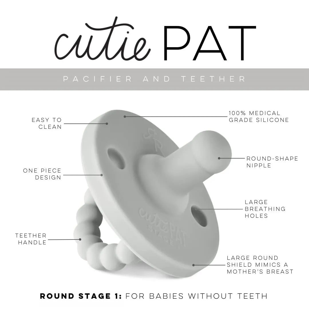 Round Cutie PAT Pacifier 2 Pack - Grey / White