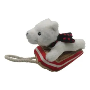 Tall Tails Dog Toy Holiday Polar Bear Sled Tug