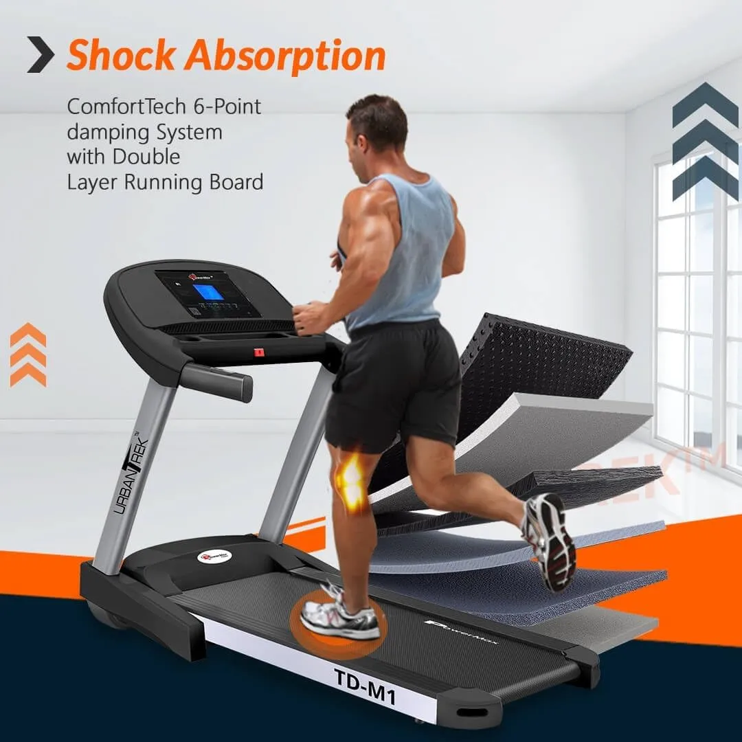 TD-M1 (4HP Peak) Motorized Treadmill for Home Use with 12 Pre-Set Workout |Max Speed 12km/hr |(Free Installation Assistance) |Max User Weight 100 kg |Manual Incline |Exrercise Machine