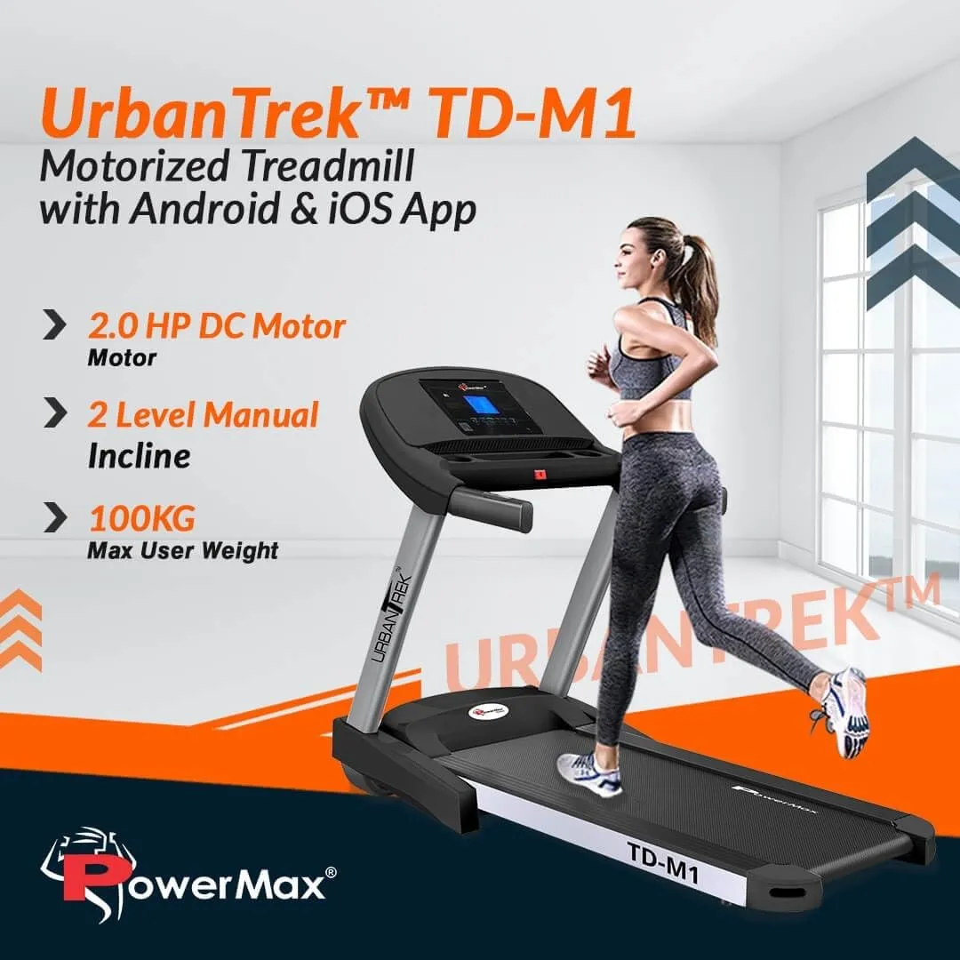 TD-M1 (4HP Peak) Motorized Treadmill for Home Use with 12 Pre-Set Workout |Max Speed 12km/hr |(Free Installation Assistance) |Max User Weight 100 kg |Manual Incline |Exrercise Machine