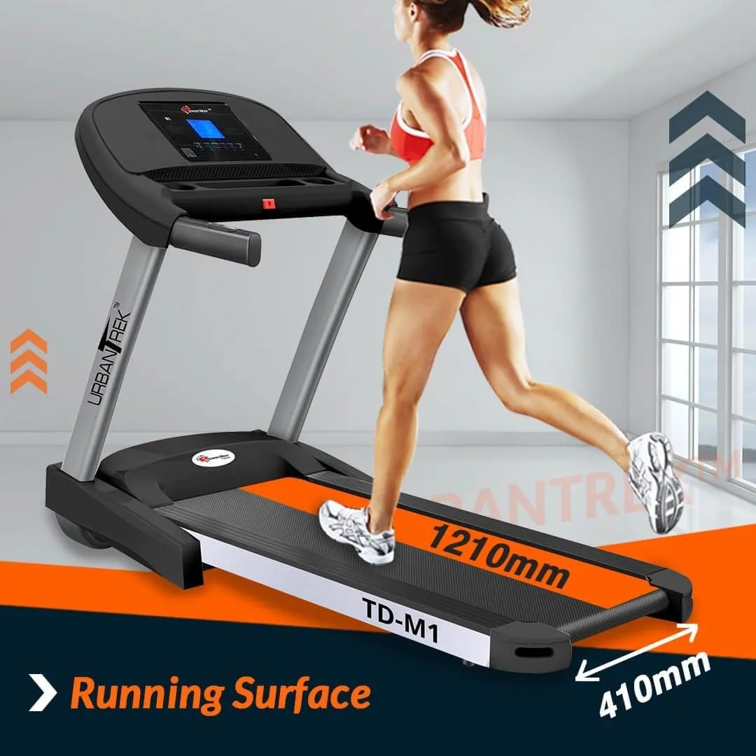 TD-M1 (4HP Peak) Motorized Treadmill for Home Use with 12 Pre-Set Workout |Max Speed 12km/hr |(Free Installation Assistance) |Max User Weight 100 kg |Manual Incline |Exrercise Machine