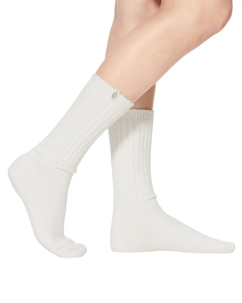 UGG White Rib Knit Slouchy Crew Socks