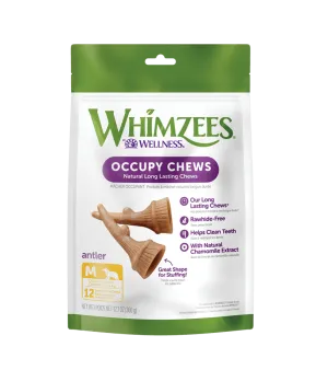 Whimzees Antler Natural Long Lasting Occupy Dog Chews Value Bag