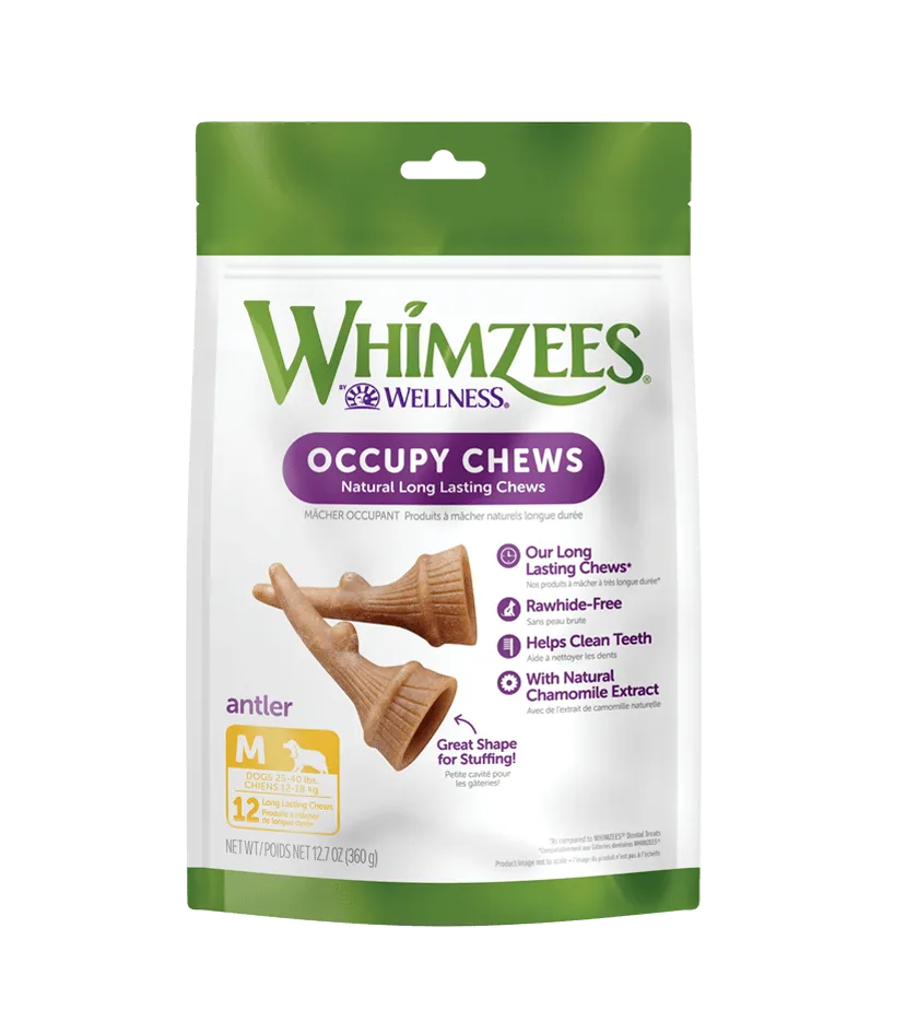 Whimzees Antler Natural Long Lasting Occupy Dog Chews Value Bag