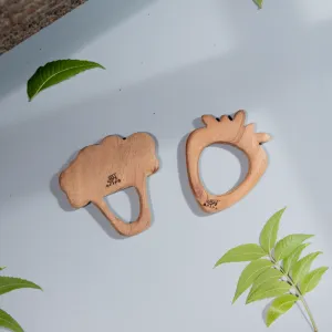 Wooden Teethers - Strawberry and Broccoli