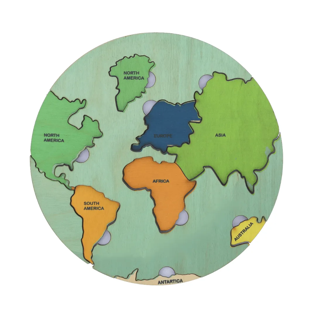 World Map with Continents & Earth Core | Geography Puzzles for Kids | Montessori Wooden Puzzle