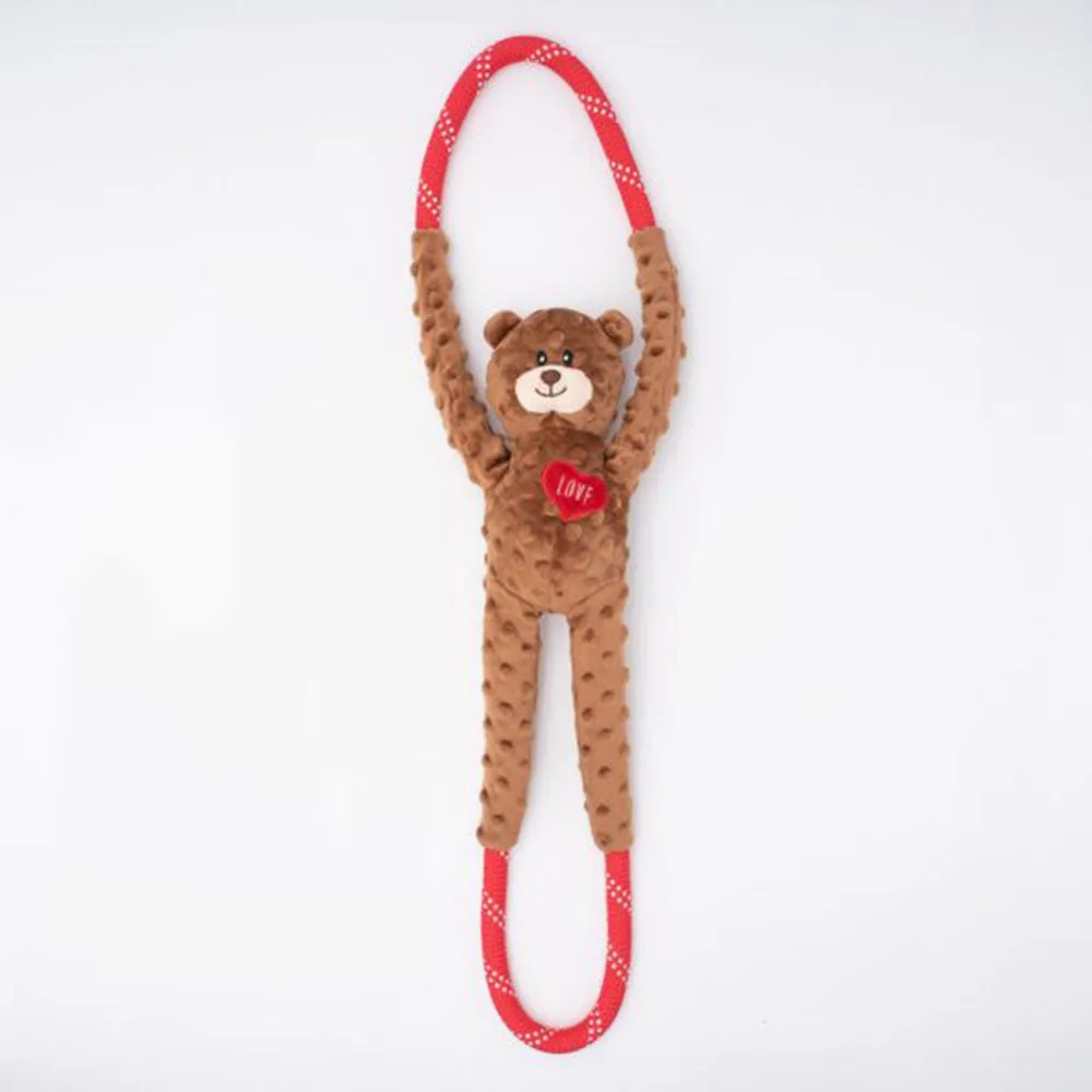 Zippypaws RopeTugz - Valentine's Bear